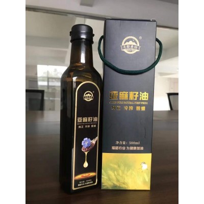 厂家批发一级冷榨亚麻籽油礼盒装500毫升胡麻籽食用油会销礼品图6