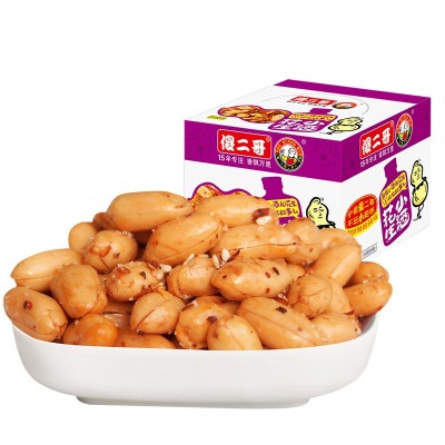 傻二哥花生坚果炒货盒装360g 香辣味花生米零食食品图2
