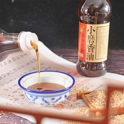 纯芝麻油525ml小磨香油瓶装石磨水代法制作古法香油凉拌菜 调味油图4