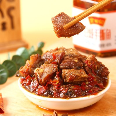现货香辣手撕鱼280g/瓶 下饭菜鱼酱炒菜拌面蘸料调味品农家小鱼块图4