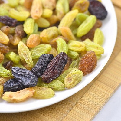 三色免彩色洗葡萄干罐装500g新疆特产黑加仑红绿混合葡萄干水果干图3