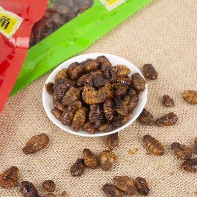 厂家批发香酥蚕蛹开袋即食香辣五香蚕蛹休闲零食油炸零食山东特产图2