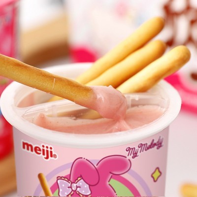 明治Meiji欣欣杯蘸酱饼干25g/50g零食草莓牛奶巧克力酱手指饼干条图2
