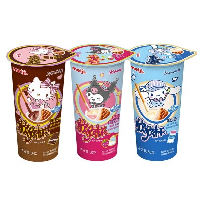 明治Meiji欣欣杯蘸酱饼干25g/50g零食草莓牛奶巧克力酱手指饼干条图4