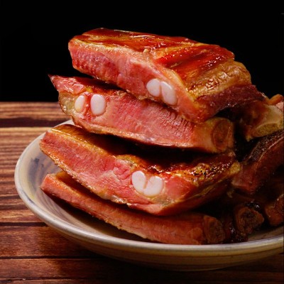 正宗柴火烟熏腊排骨四川农家特产自制山散养土猪腊肉特色柏树熏制图2