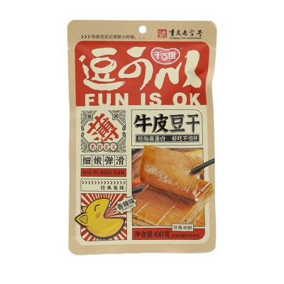 千百度牛皮豆干100g独立包装休闲零食小吃袋装五香麻辣豆腐干批发